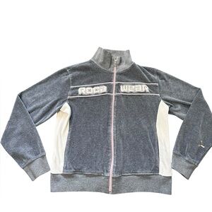 Y2K Rocawear gray Velour Zip-Up Hoodie large